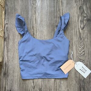 Blogilates Ruffle Sleeve Tank Top Lilac Lavender Troposphere XS